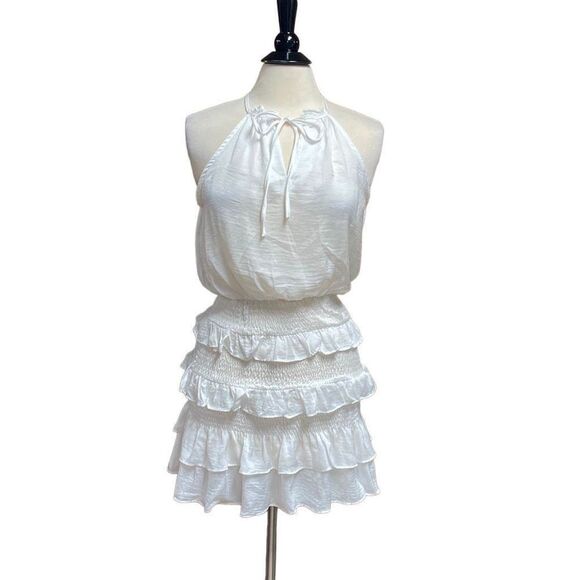 Hyfve White Sleeveless Halter Ruffle Dress Size Small NWT - Picture 1 of 7
